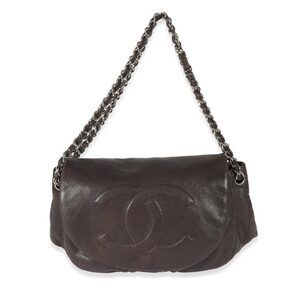 Chanel 08A Brown Caviar Large Half Moon Flap Bag